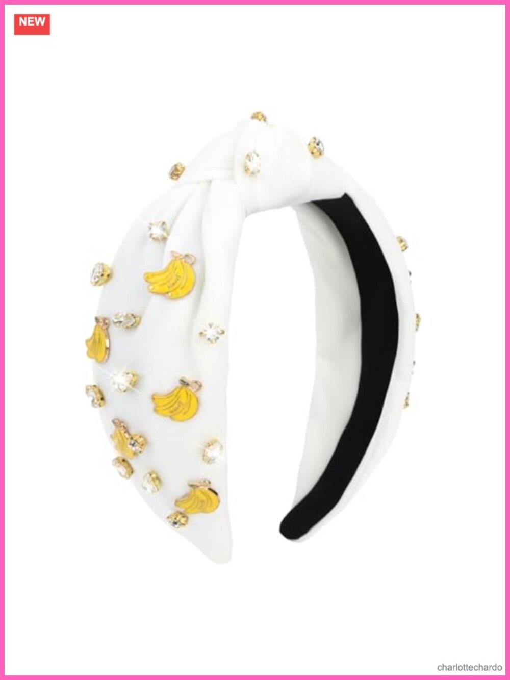 Tropical Banana Knotted Headband with Rhinestones Cute Hair Accessory
